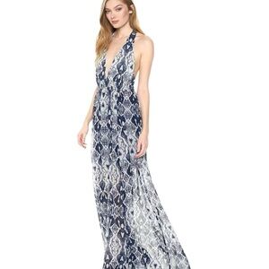 Show Me Your MuMu Snake Print Blue and White Maxi Dress